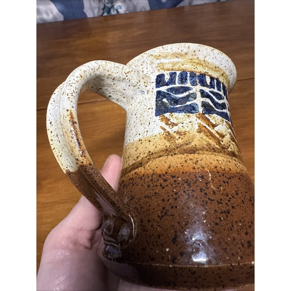 Vintage‎ Pottery Mug Handmade Blue, Bown Cream Colors. - Picture 7 of 11